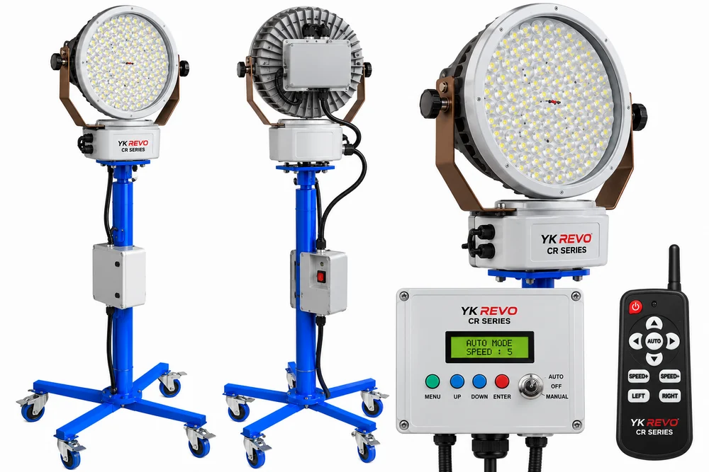 Fully Automatic Revolving Search Lights : YK Revo CR Series - 100w / 150w / 200w (Tower Light)