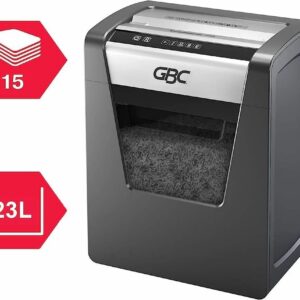 GBC ShredMaster X415 Paper Cross Cut Small Office Shredder with 15 Sheet Capacity and 23L Bin