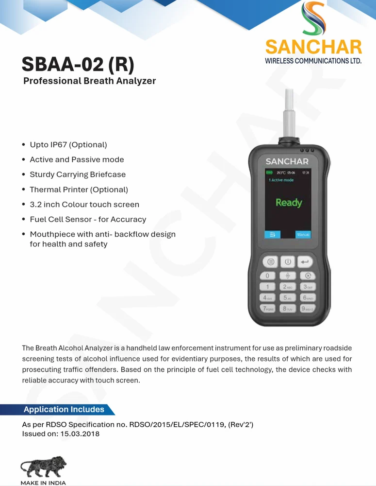 Sanchar SBAA-02_(R) Alcohol Breath Analyser