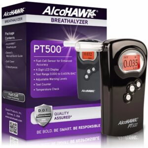 ULTRASHINE ALCOHAWK PT500 FUEL CELL BREATHALYZER DIGITAL BREATH ALCOHOL TESTER